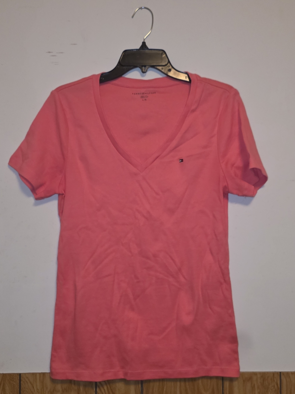Tommy Hilfiger Coral Pink V-Neck Short Sleeve Tee